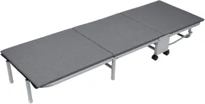 Folding Chaise Lounge Bed, 3-Fold Design with 4 Pulleys for Easy Storage, Adjustable Recliner with Comfortable Sleeping Pad, Lightweight and Portable for Outdoor Use and Office Breaks Grey