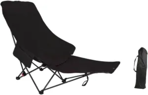Folding Chaise Lounge Chair Lounger Foldable with Storage Bag Reclining Chair Recliner for Patio Lawn Picnic Hiking Traveling, Black