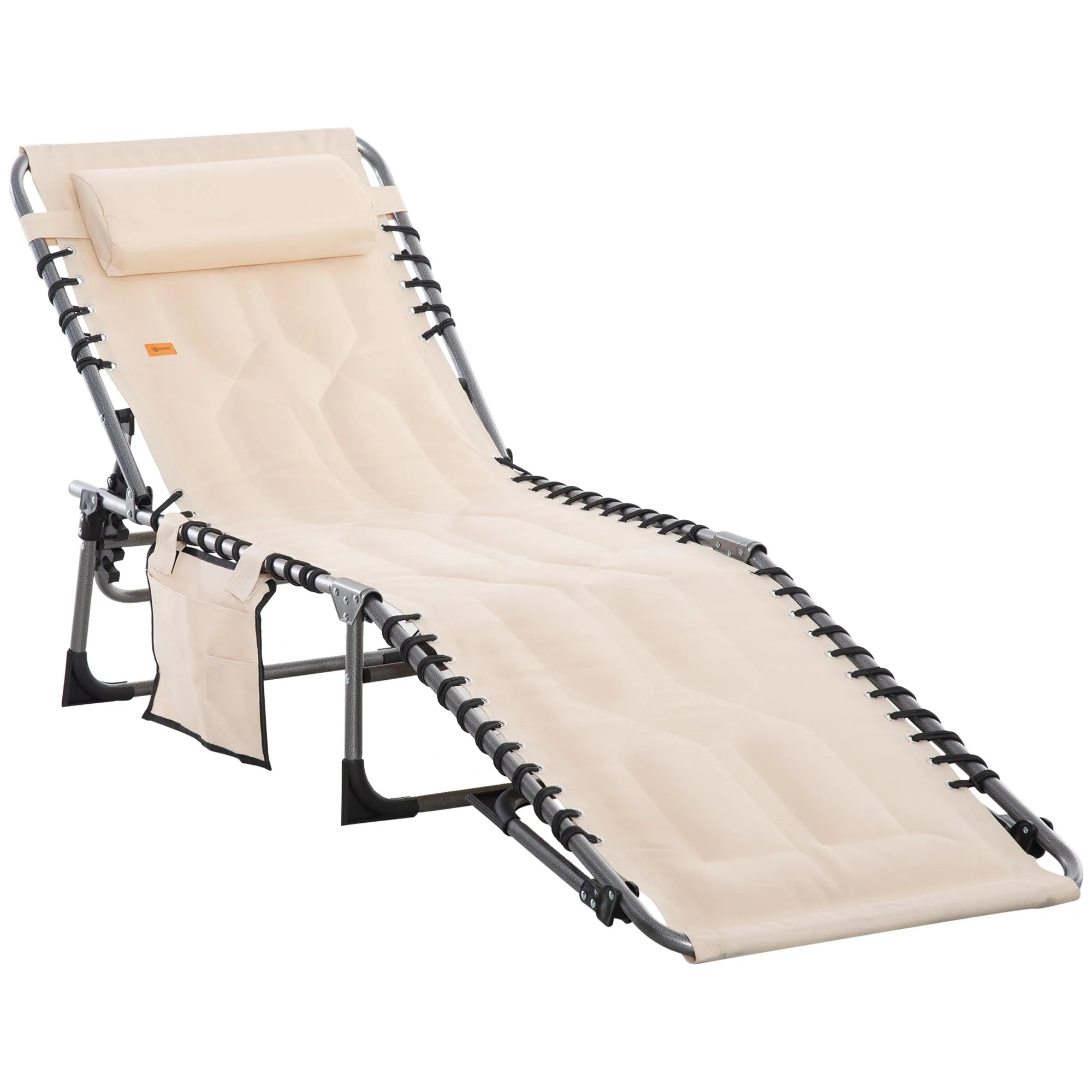 Folding Chaise Lounge Chair Reclining Chair w/ Adjustable Backrest