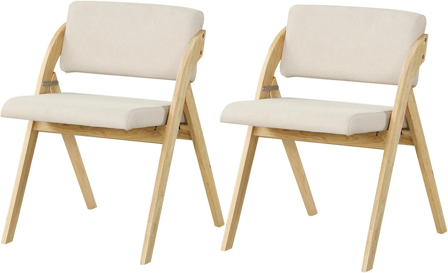 Folding Dining Chairs Set of 2, Farmhouse Upholstered Accent Chair with Non-Assembly Design, Padded Seat & Cushion Backrest, Portable Wood Kitchen Chairs for Party, Picnic & Home Office
