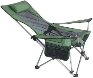 Folding Fishing Chair with Adjustable Reclining Mesh Padded Back, Portable Outdoor Stool for Camping, Hiking, Beach, and Picnics