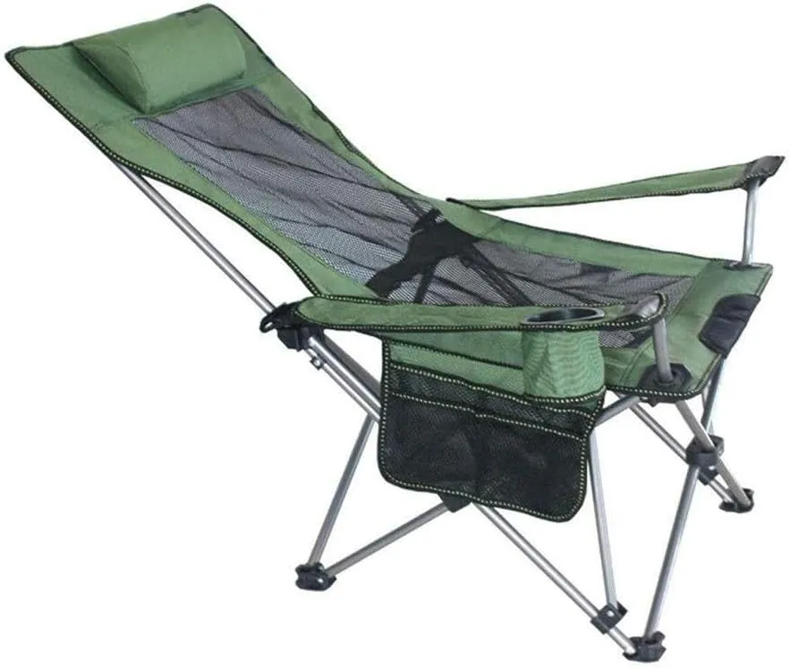 Folding Fishing Chair with Adjustable Reclining Mesh Padded Back, Portable Outdoor Stool for Camping, Hiking, Beach, and Picnics