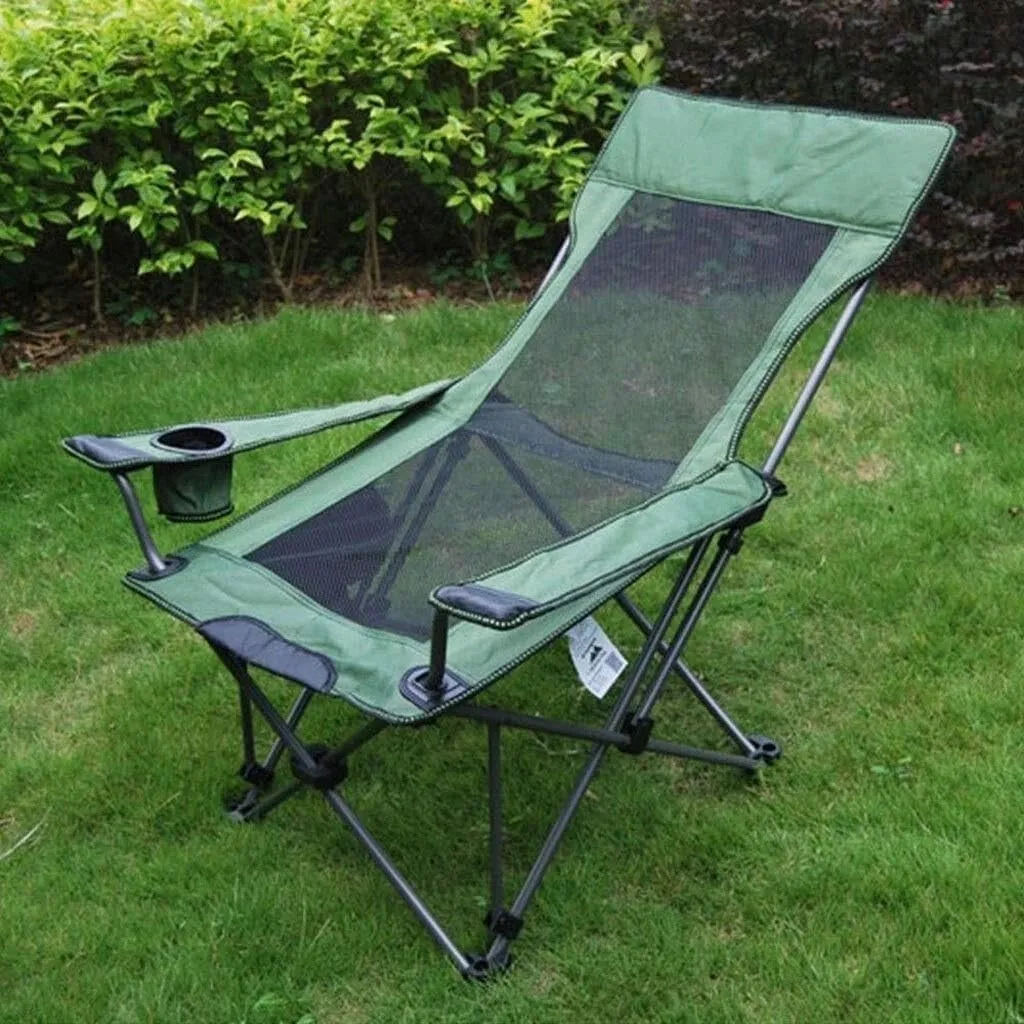 Folding Fishing Chair with Adjustable Reclining Mesh Padded Back, Portable Stool for Outdoor Hike, Beach, BBQ, Picnic(Gray)
