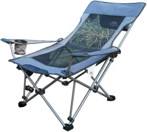 Folding Fishing Chair with Adjustable Reclining Mesh Padded Back, Portable Stool for Outdoor Hike, Beach, BBQ, Picnic(Gray)