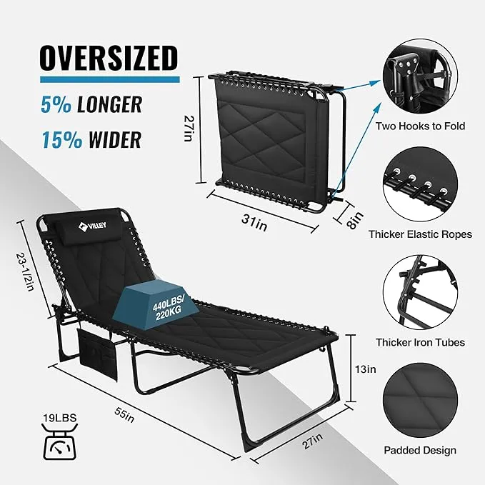Folding Lounge Chair – Padded, Reclining, Portable