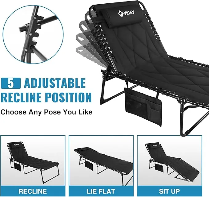 Folding Lounge Chair – Padded, Reclining, Portable
