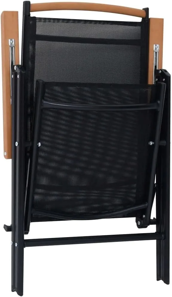 Folding Patio Chairs 2 pcs Aluminum and Textilene Black Adjustable Reclining Outdoor Chairs for Garden, Patio, Lawn, Beach, Camping