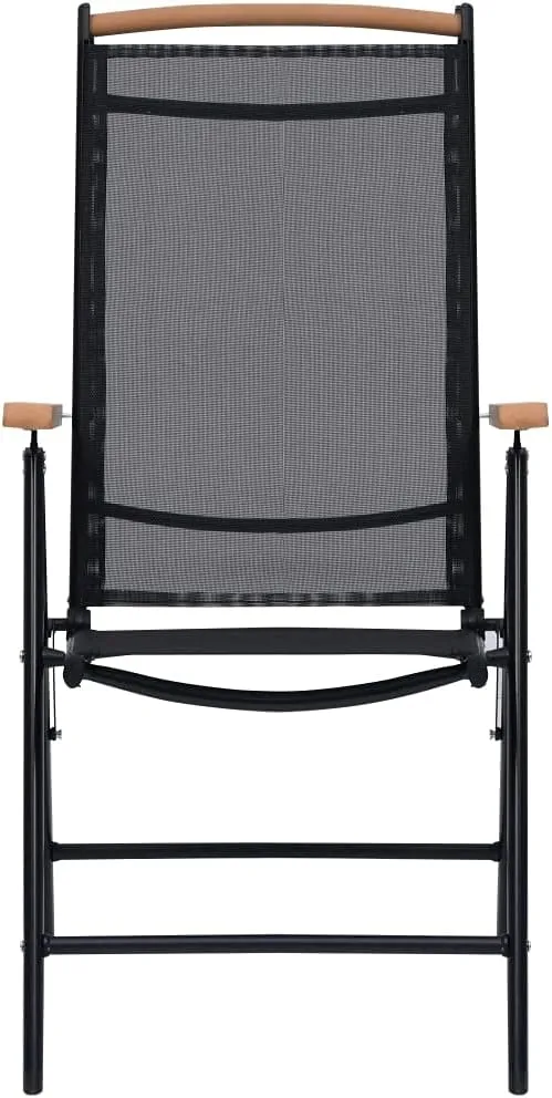 Folding Patio Chairs 2 pcs Aluminum and Textilene Black Adjustable Reclining Outdoor Chairs for Garden, Patio, Lawn, Beach, Camping