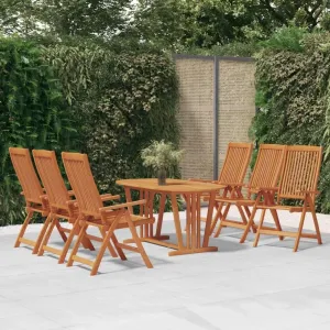 Folding Patio Chairs 6 pcs Solid Wood Eucalyptus Reclining Outdoor Chairs Adjustable Backrest Foldable Garden Lounge Chairs for Patio, Garden, Terrace, Beach, and Camping