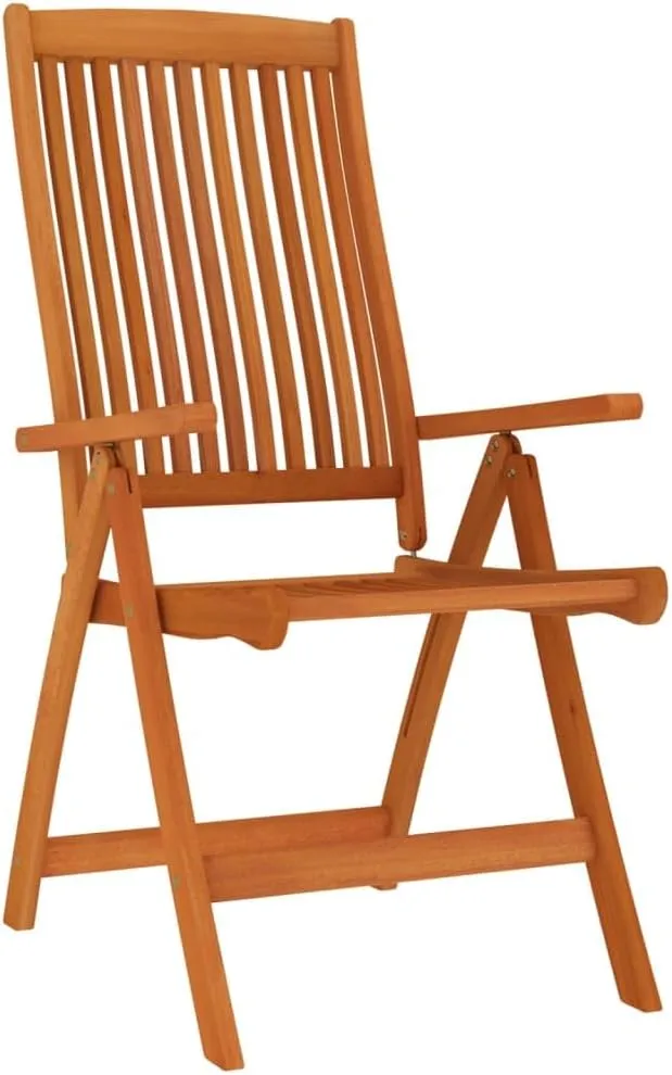 Folding Patio Chairs 6 pcs Solid Wood Eucalyptus Reclining Outdoor Chairs Adjustable Backrest Foldable Garden Lounge Chairs for Patio, Garden, Terrace, Beach, and Camping