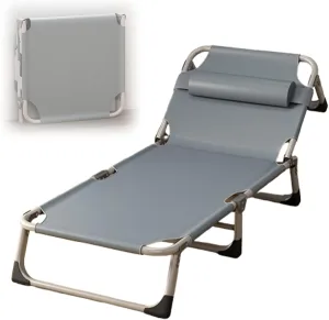 Folding Recliner Bed with 4-Position Adjustable Backrest, Heavy Duty Lounger Chair, Oxford Fabric Steel Frame, Multi-Scene Portable for Camping, Office, Nap, and Guest Use(190 * 68 * 28cm)