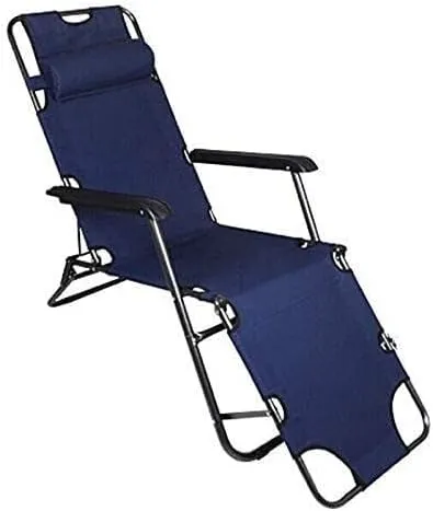 Folding Reclining Sun Lounger, Adjustable Outdoor Beach Chair, Portable Deck Chair with Headrest, Ergonomic Mesh Seat for Garden, Camping, Poolside, and Fishing