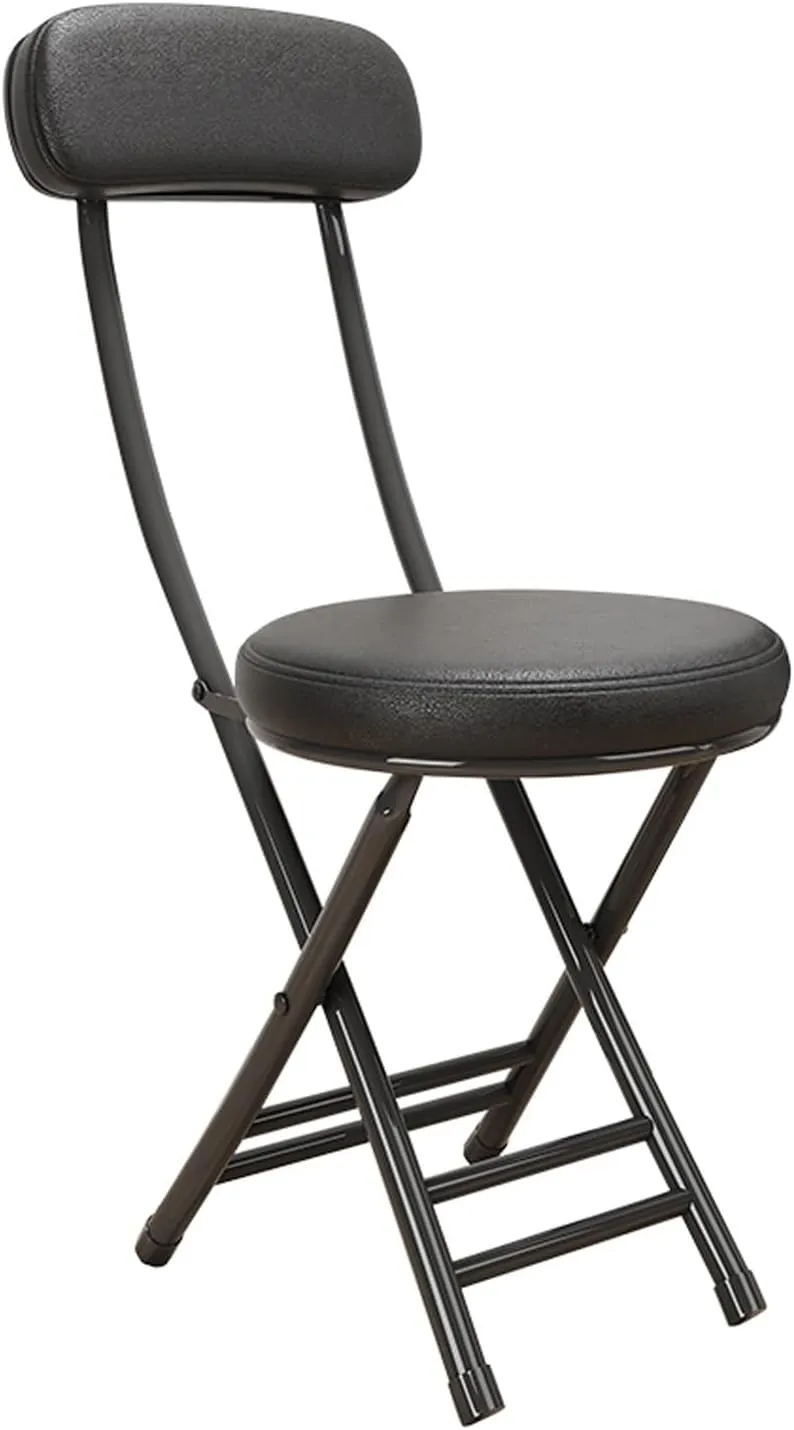 Folding with Cushioned Padded, Foldable Stool, Portable Foldable with PU Leather Backrest for Outdoor Camping Kiten Shop Cafe