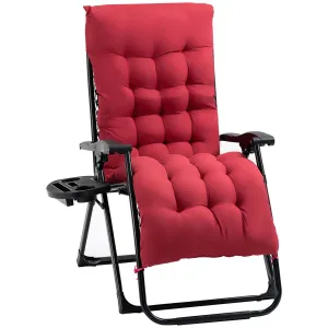 Folding Zero Gravity Recliner Chair with Cup Holder & Padded Cushion, Red