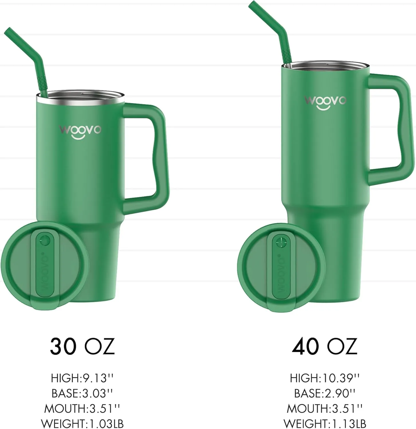 Forest Green 40 oz Tumbler with Handle and Straw Lid, 40 oz Coffee Tumbler Mug Keep Iced for 34 Hours, Double Wall Stainless Steel Water Tumbler with Straw, Suitable for Adults, BPA Free