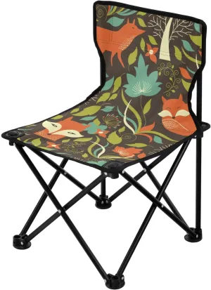 Fox Animal Folding Camping Chairs for Adults Ultralight Beach Chair Backpack Includes Carry Bag Lawn Chair for Hiking Ice Fishing