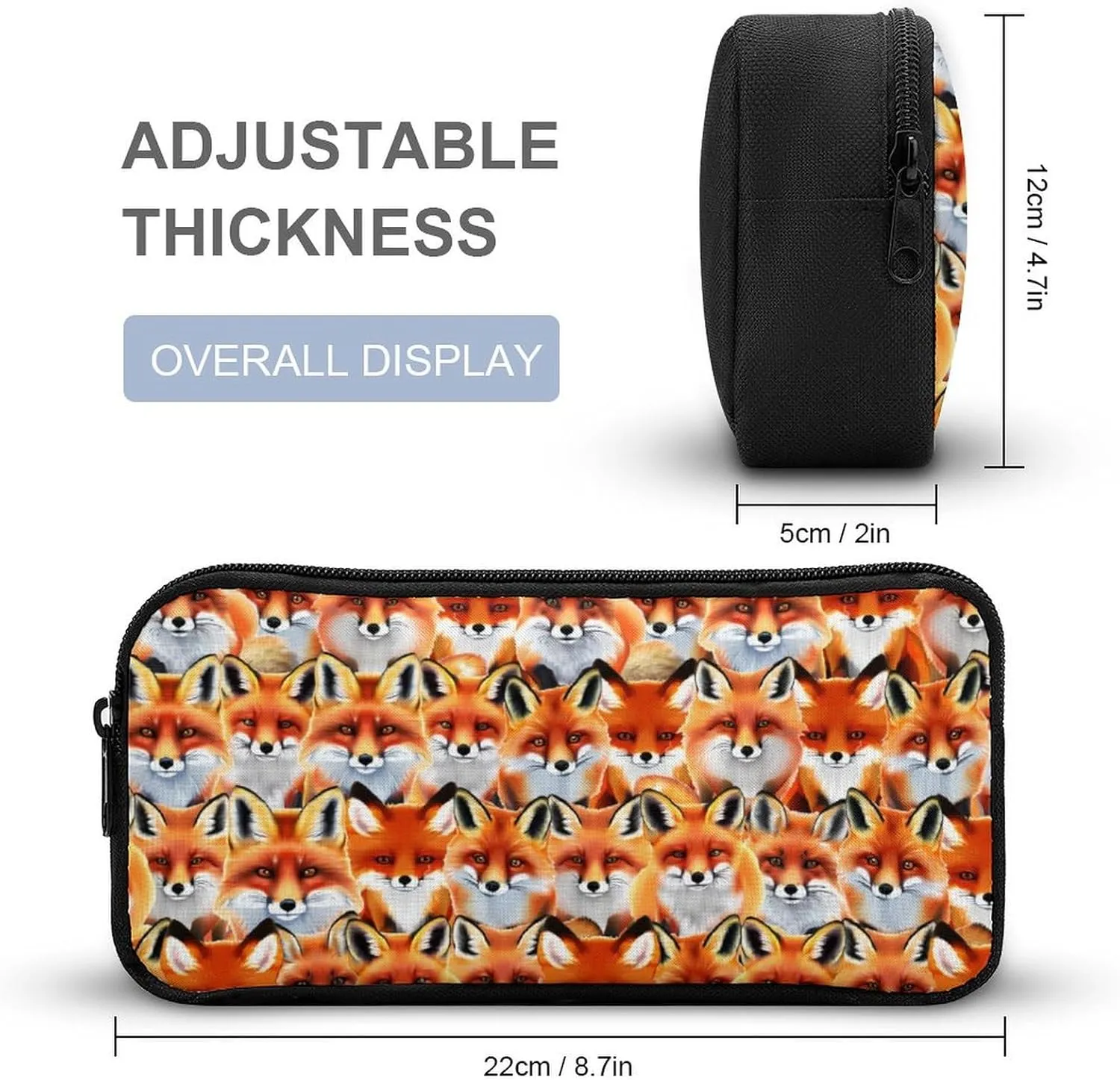 Fox Backpack with Lunch Box & Pencil Case for Kids Girls Boys School, 16 Inch Cute Foxes Bookbag, School Backpack for Students Children, Lightweight, Large Capacity