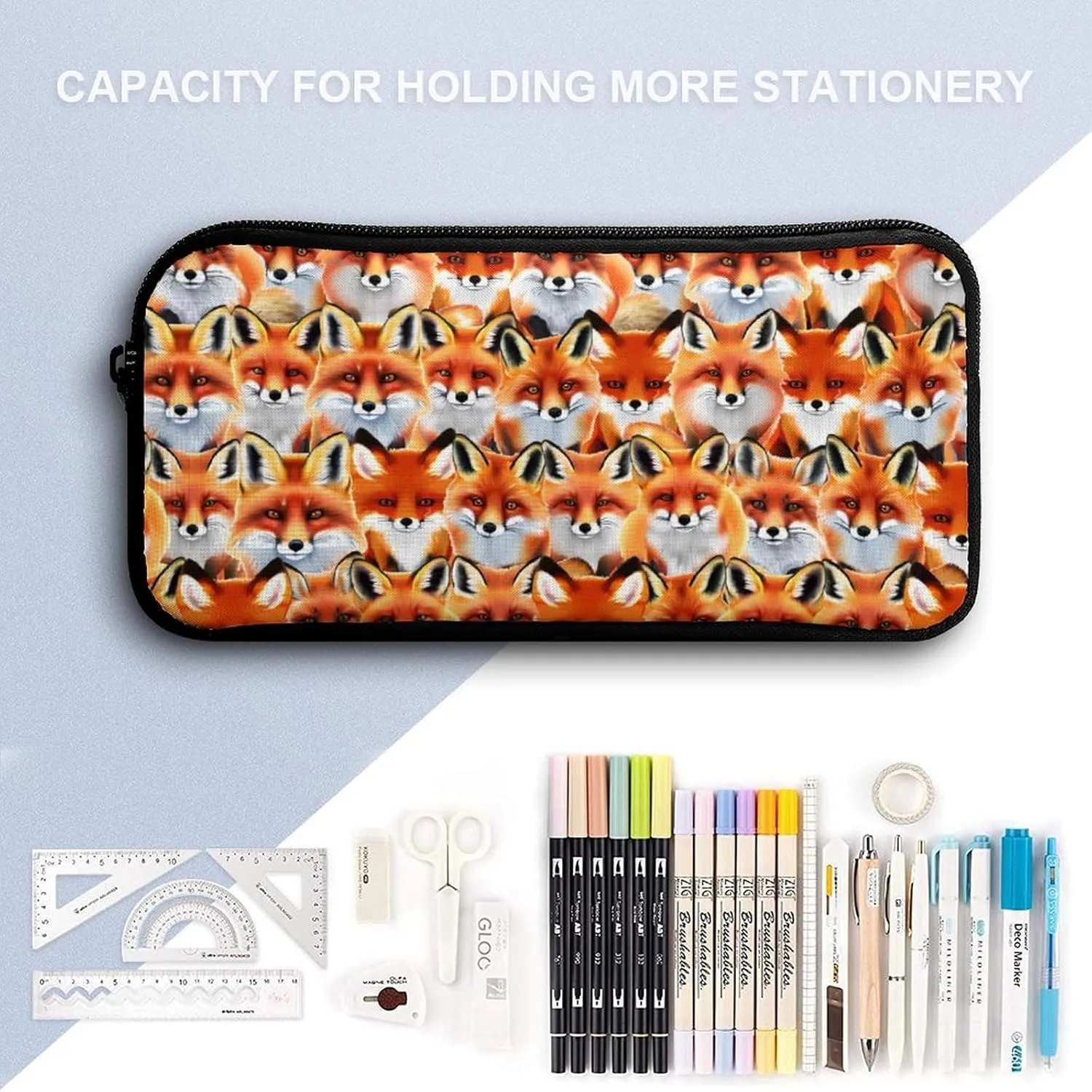 Fox Backpack with Lunch Box & Pencil Case for Kids Girls Boys School, 16 Inch Cute Foxes Bookbag, School Backpack for Students Children, Lightweight, Large Capacity