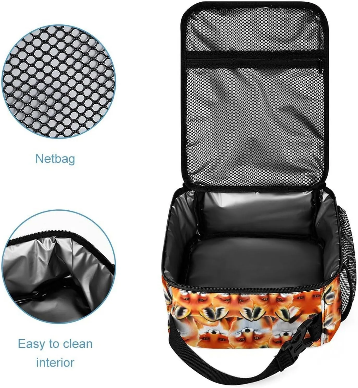 Fox Backpack with Lunch Box & Pencil Case for Kids Girls Boys School, 16 Inch Cute Foxes Bookbag, School Backpack for Students Children, Lightweight, Large Capacity