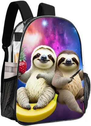 Funny Sloth Riding Llama Rucksacks Lightweight Multipurpose Anti-Theft Shoulder Bag Big Capacity Laptop Book Bag Rucksack Transparent Bag