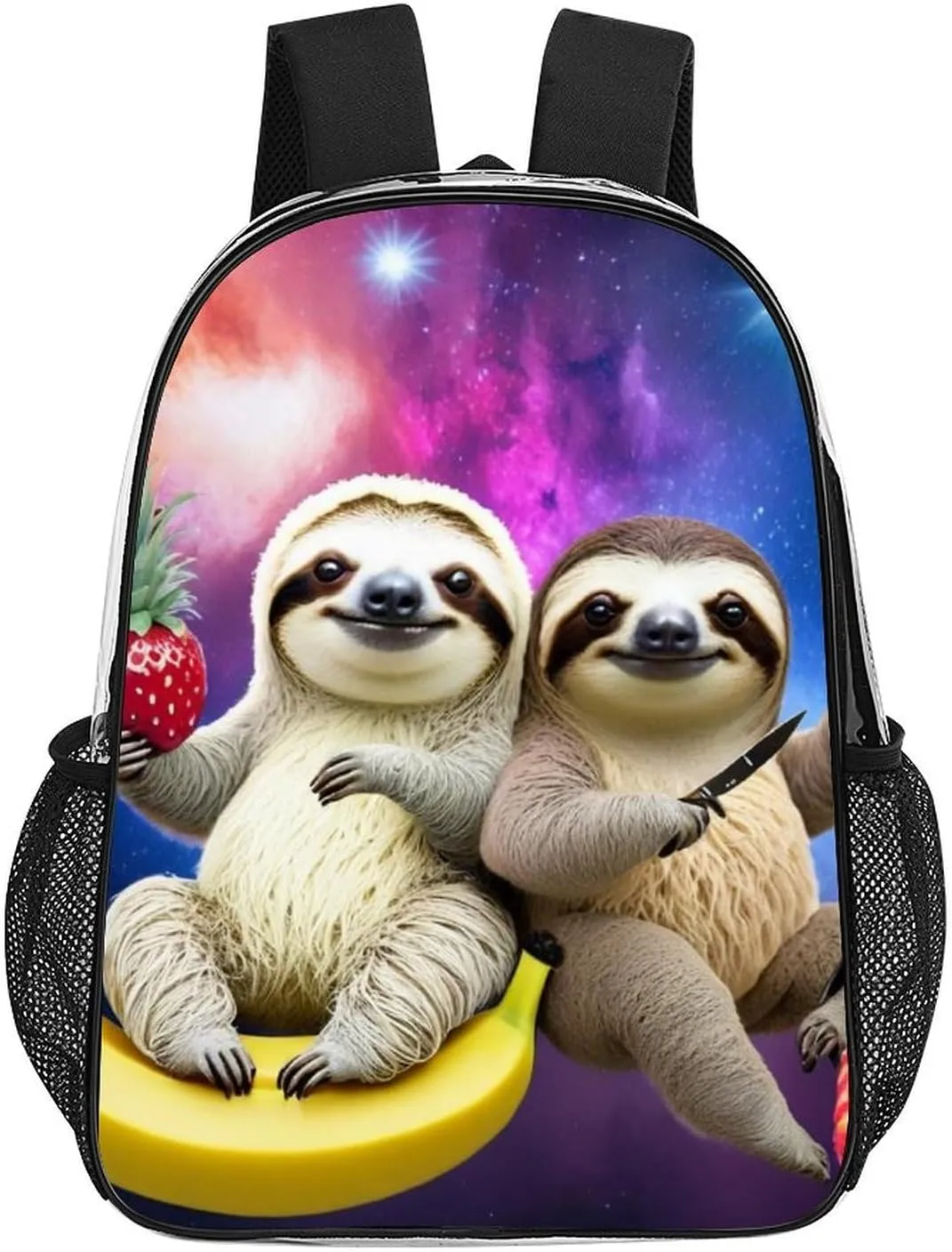 Funny Sloth Riding Llama Rucksacks Lightweight Multipurpose Anti-Theft Shoulder Bag Big Capacity Laptop Book Bag Rucksack Transparent Bag