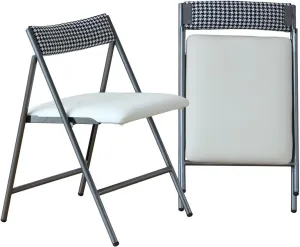 FUNROLUX Folding Dining Chairs Set of 2, Metal Folding Chairs with Padded Seat Foldable Dining Chairs for Kitchen Dining, Party Events (Grey)