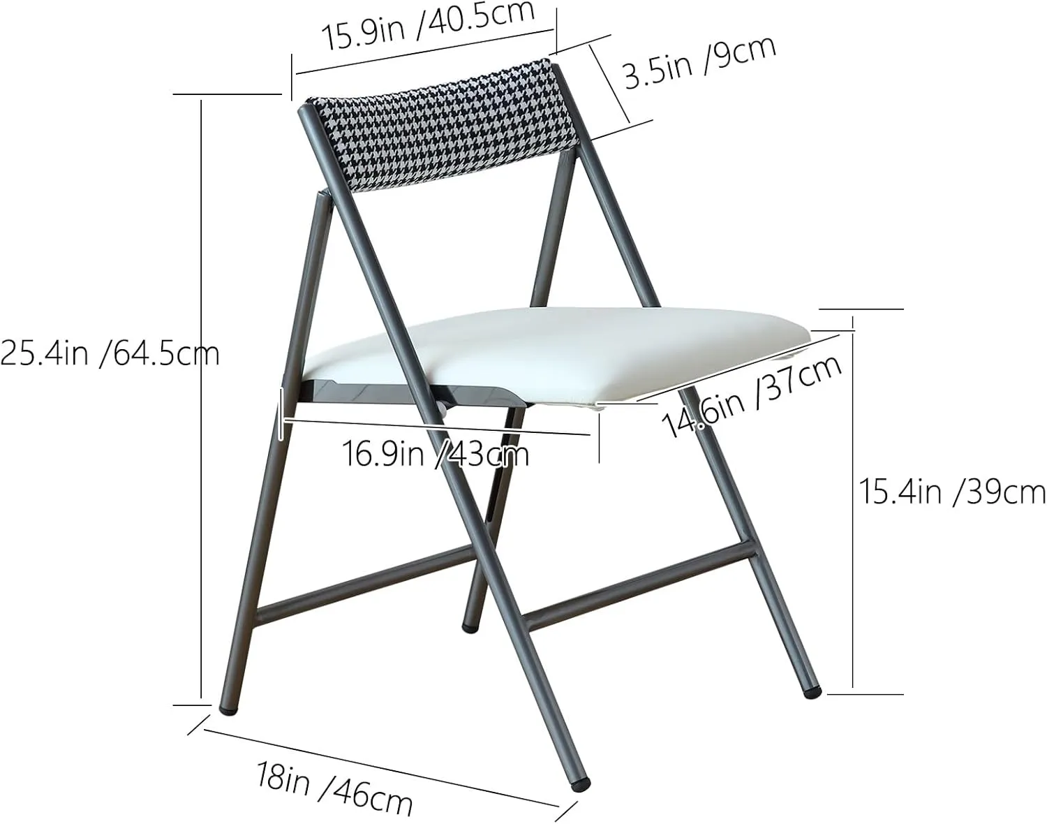 FUNROLUX Folding Dining Chairs Set of 2, Metal Folding Chairs with Padded Seat Foldable Dining Chairs for Kitchen Dining, Party Events (Grey)