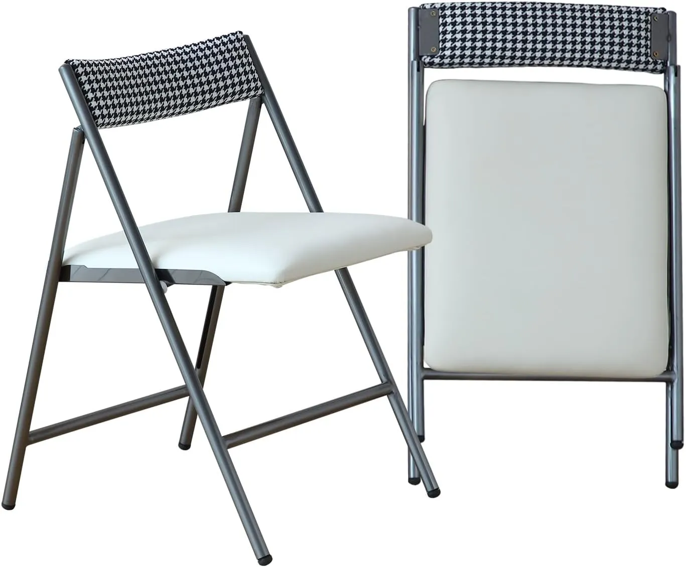 FUNROLUX Folding Dining Chairs Set of 2, Metal Folding Chairs with Padded Seat Foldable Dining Chairs for Kitchen Dining, Party Events (Grey)