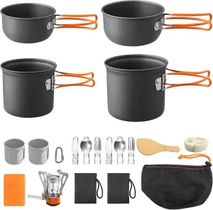 FUNYKICH Camping Pots and Pans Set, Non-Stick Camping Cooking Set, Lightweight Camping Cookware with Storage Bag for Camping, Backpacking, Outdoor Cooking & Picnic