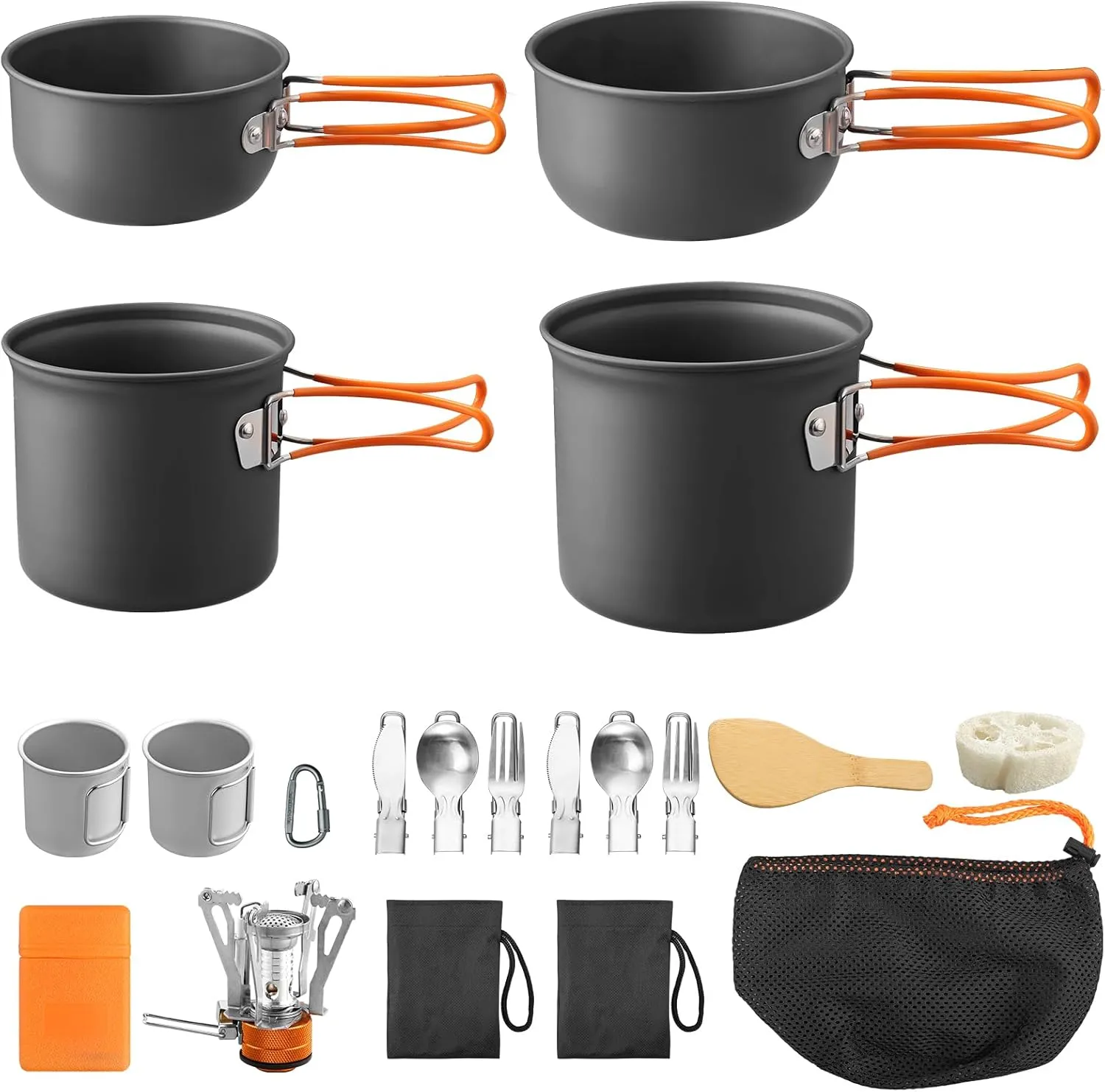 FUNYKICH Camping Pots and Pans Set, Non-Stick Camping Cooking Set, Lightweight Camping Cookware with Storage Bag for Camping, Backpacking, Outdoor Cooking & Picnic