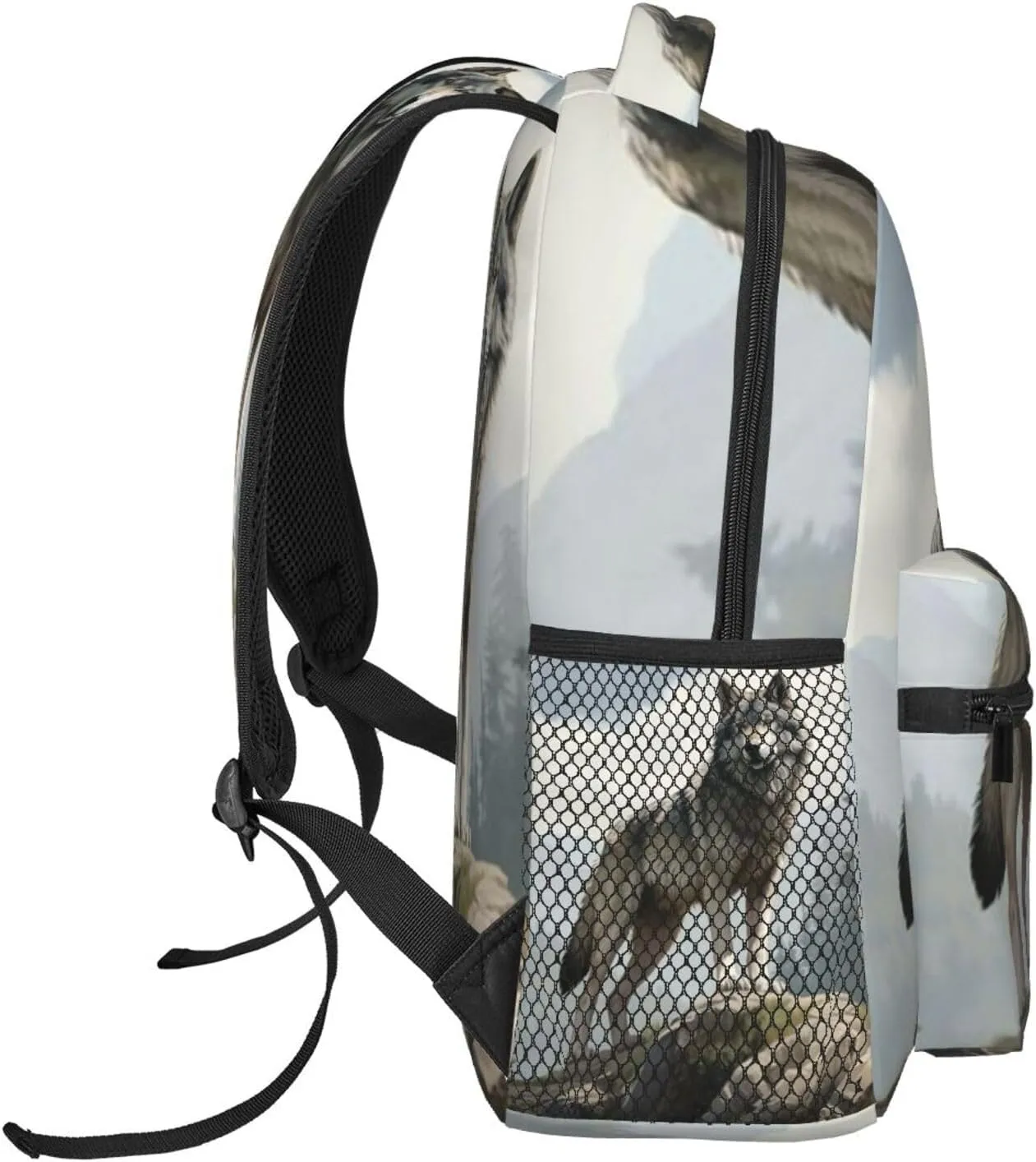 G-ray Wolf Lightweight Casual Student Backpack With Adjustable Shoulder Straps And Cushioned Back For Comfort Black