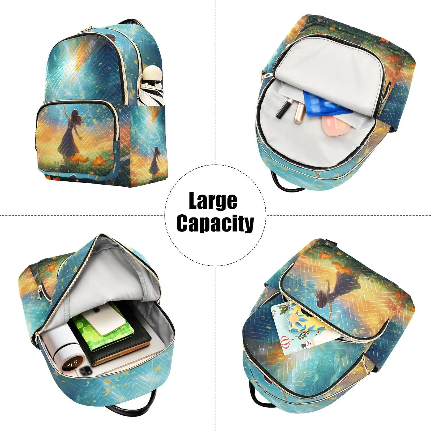 GAIGEO Fantasy World Flower Sea Lightweight Small Backpack for Women, Fashionable Backpack, Womens Vacation Backpack, S
