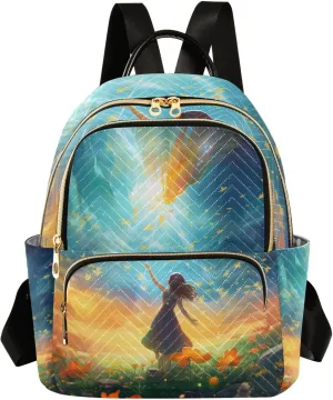 GAIGEO Fantasy World Flower Sea Lightweight Small Backpack for Women, Fashionable Backpack, Womens Vacation Backpack, S