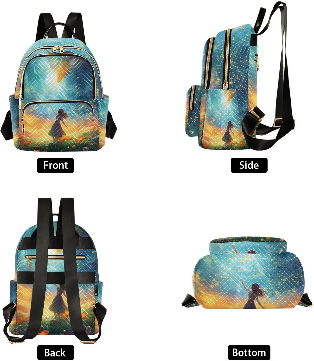 GAIGEO Fantasy World Flower Sea Lightweight Small Backpack for Women, Fashionable Backpack, Womens Vacation Backpack, S