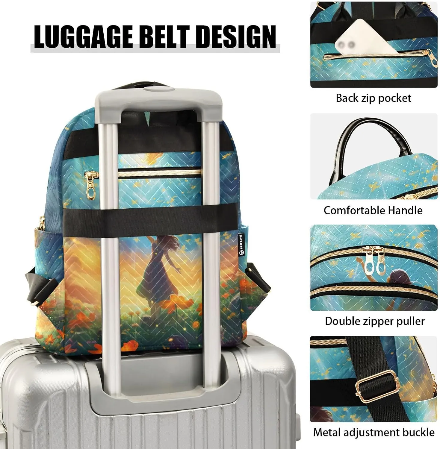 GAIGEO Fantasy World Flower Sea Lightweight Small Backpack for Women, Fashionable Backpack, Womens Vacation Backpack, S