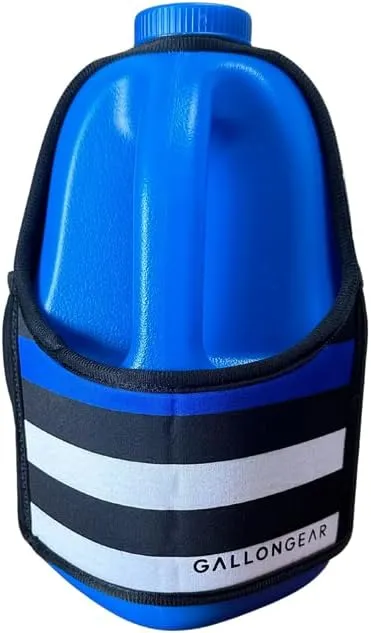 Gallon Gear 1 GALLON LARGE WATER BOTTLE SLEEVE COMBO | BPA FREE PLASTIC REUSABLE WATER JUG | HYDRATION WATER BOTTLE FOR MEN & WOMEN | GYM, SPORTS, TRAING & FITNESS (BLUE/THIN BLUE LINE)