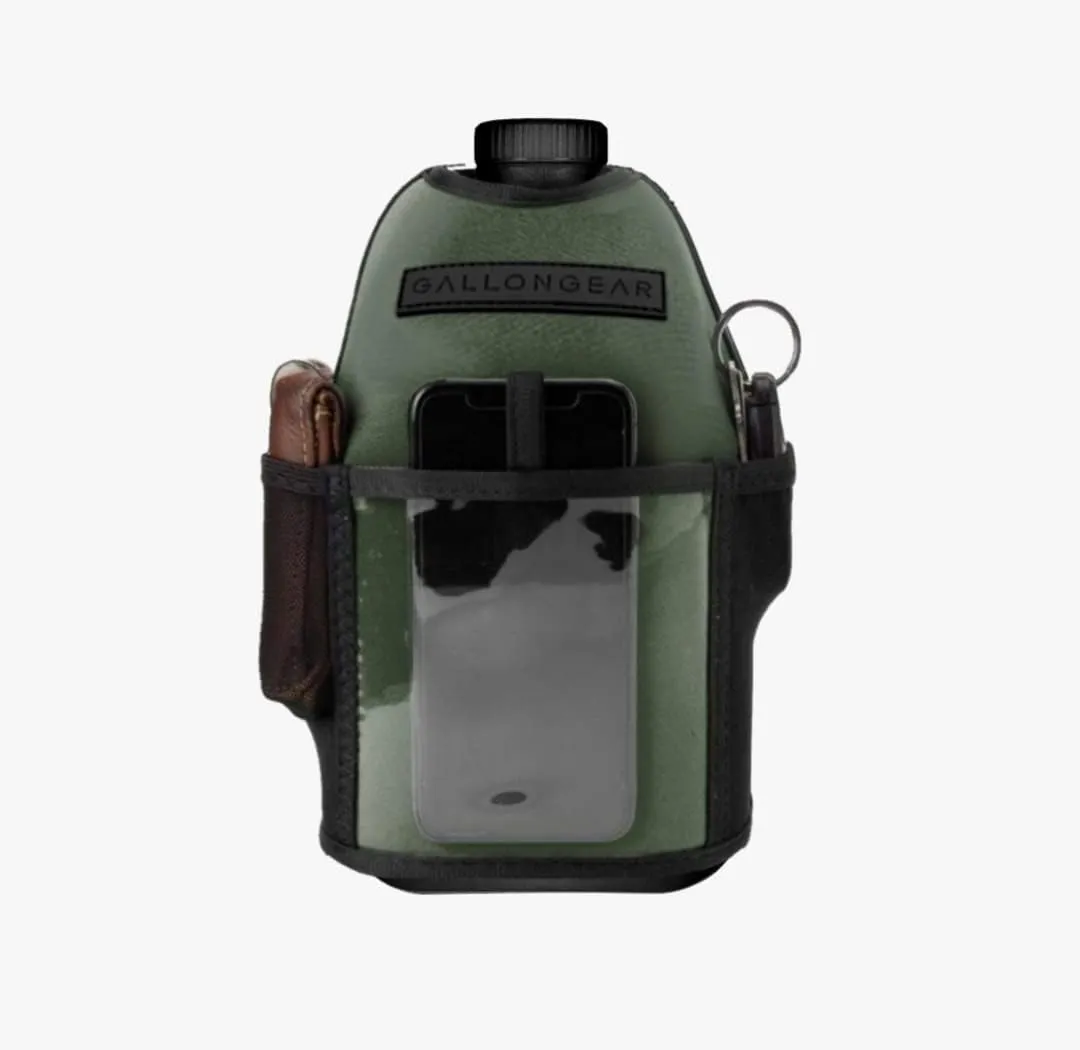 Gallon Gear Half-Gallon Large Water Bottle - BPA Free Plastic, Reusable - Black with Olive Cover