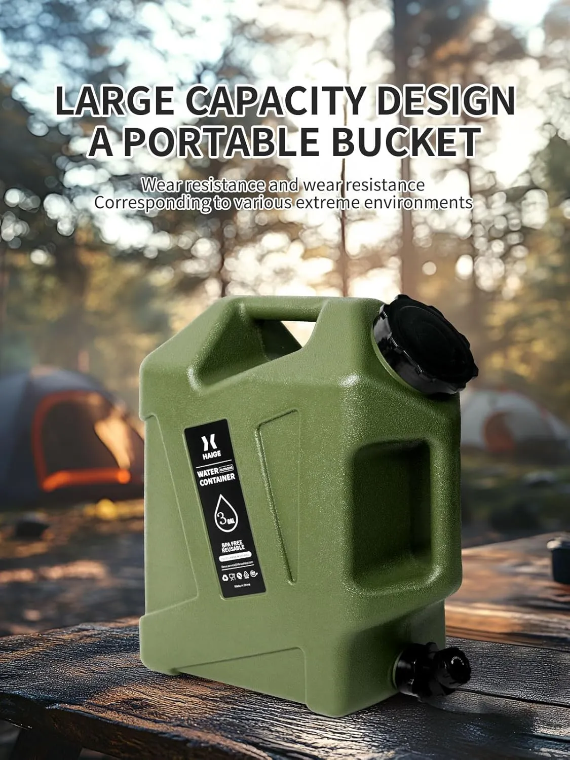 Gallon Water Container with Spigot (3.2 Gallon Water Jug Green)