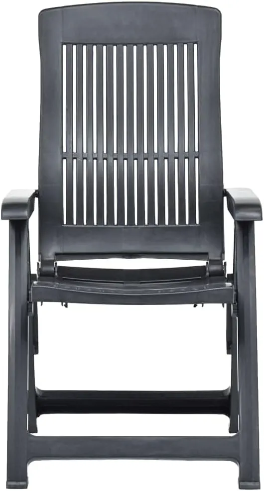 Garden Chairs, Armchair,Patio Reclining Chairs 2 pcs, Easy to Clean Suitable for Patio, Deck, Front Porch, Garden Plastic Anthracite