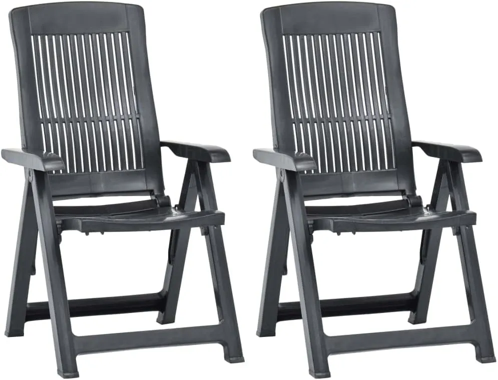 Garden Chairs, Armchair,Patio Reclining Chairs 2 pcs, Easy to Clean Suitable for Patio, Deck, Front Porch, Garden Plastic Anthracite