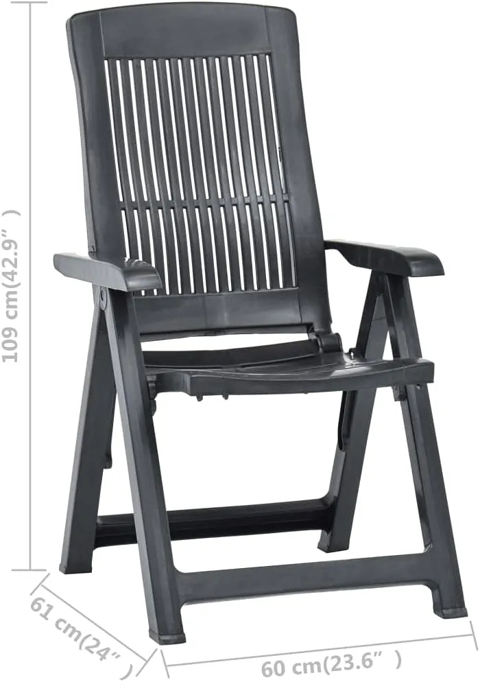 Garden Chairs, Armchair,Patio Reclining Chairs 2 pcs, Easy to Clean Suitable for Patio, Deck, Front Porch, Garden Plastic Anthracite