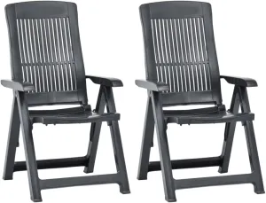 Garden Chairs, Armchair,Patio Reclining Chairs 2 pcs, Easy to Clean Suitable for Patio, Deck, Front Porch, Garden Plastic Anthracite