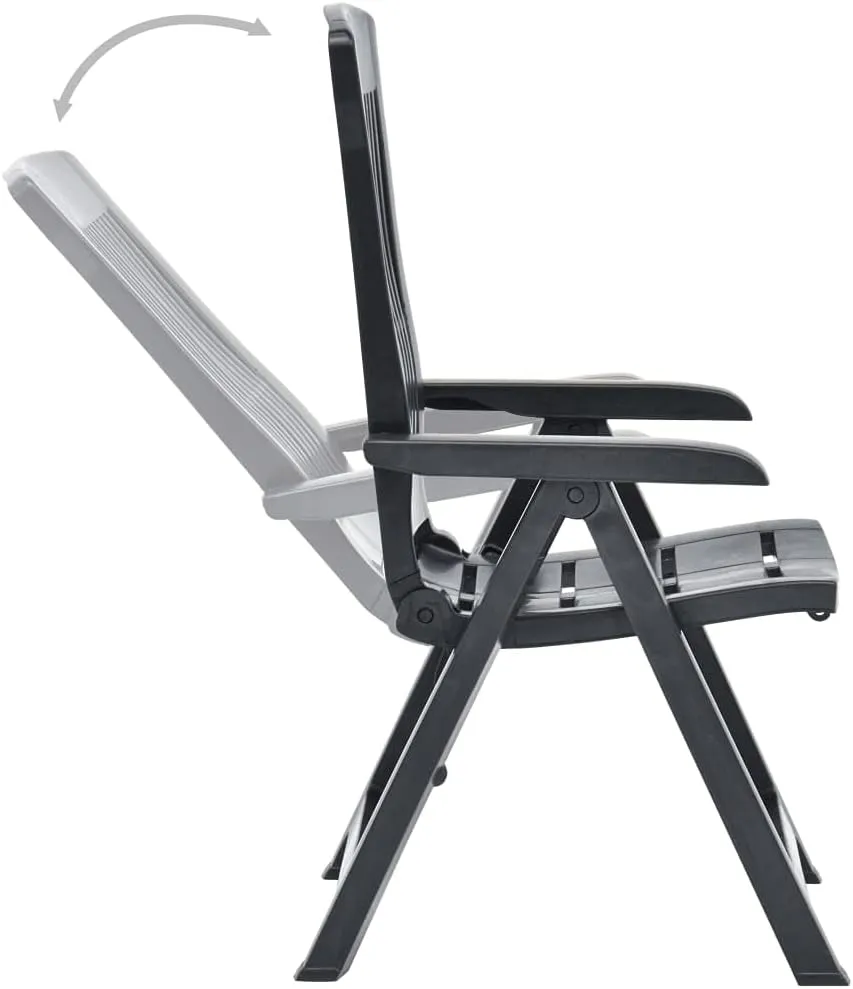 Garden Chairs, Armchair,Patio Reclining Chairs 2 pcs, Easy to Clean Suitable for Patio, Deck, Front Porch, Garden Plastic Anthracite