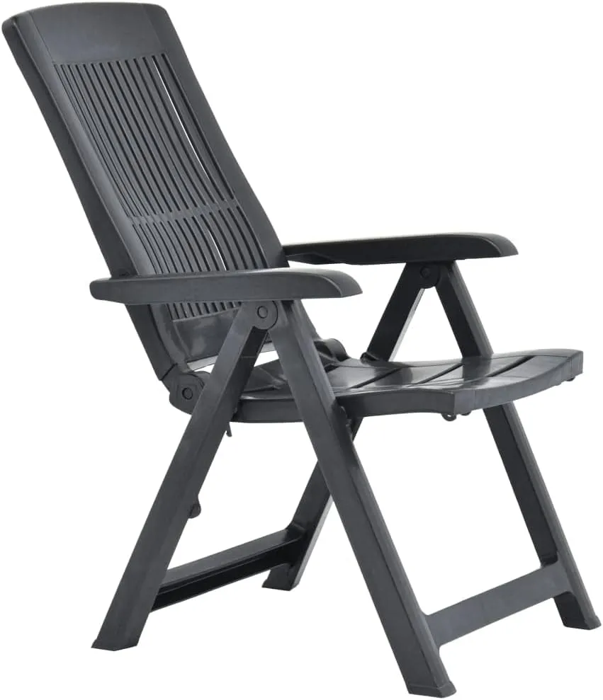 Garden Chairs, Armchair,Patio Reclining Chairs 2 pcs, Easy to Clean Suitable for Patio, Deck, Front Porch, Garden Plastic Anthracite