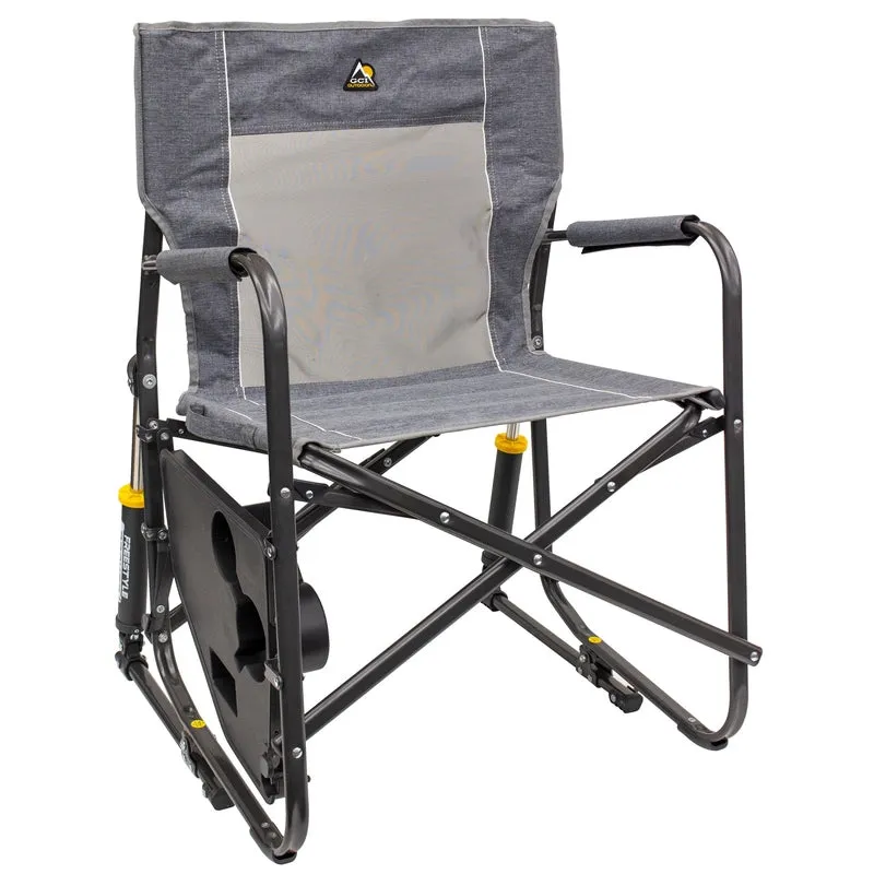GCI Outdoor Freestyle Rocker Portable Folding Rocking Chair, Outdoor Camping Chair with Side Table