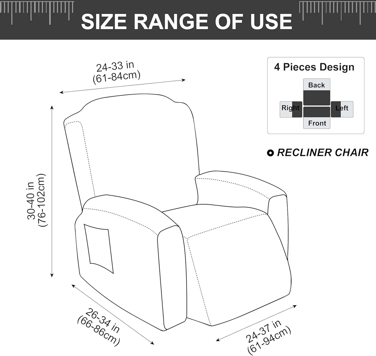Genina Recliner Chair Covers, Stretch Reclining Chair Cover, Recliner Sofa Slipcovers Stripe Jacquard Lazy Couch Covers Furniture Protector Covers for Pet Kid (Chocolate, 1 Seat)
