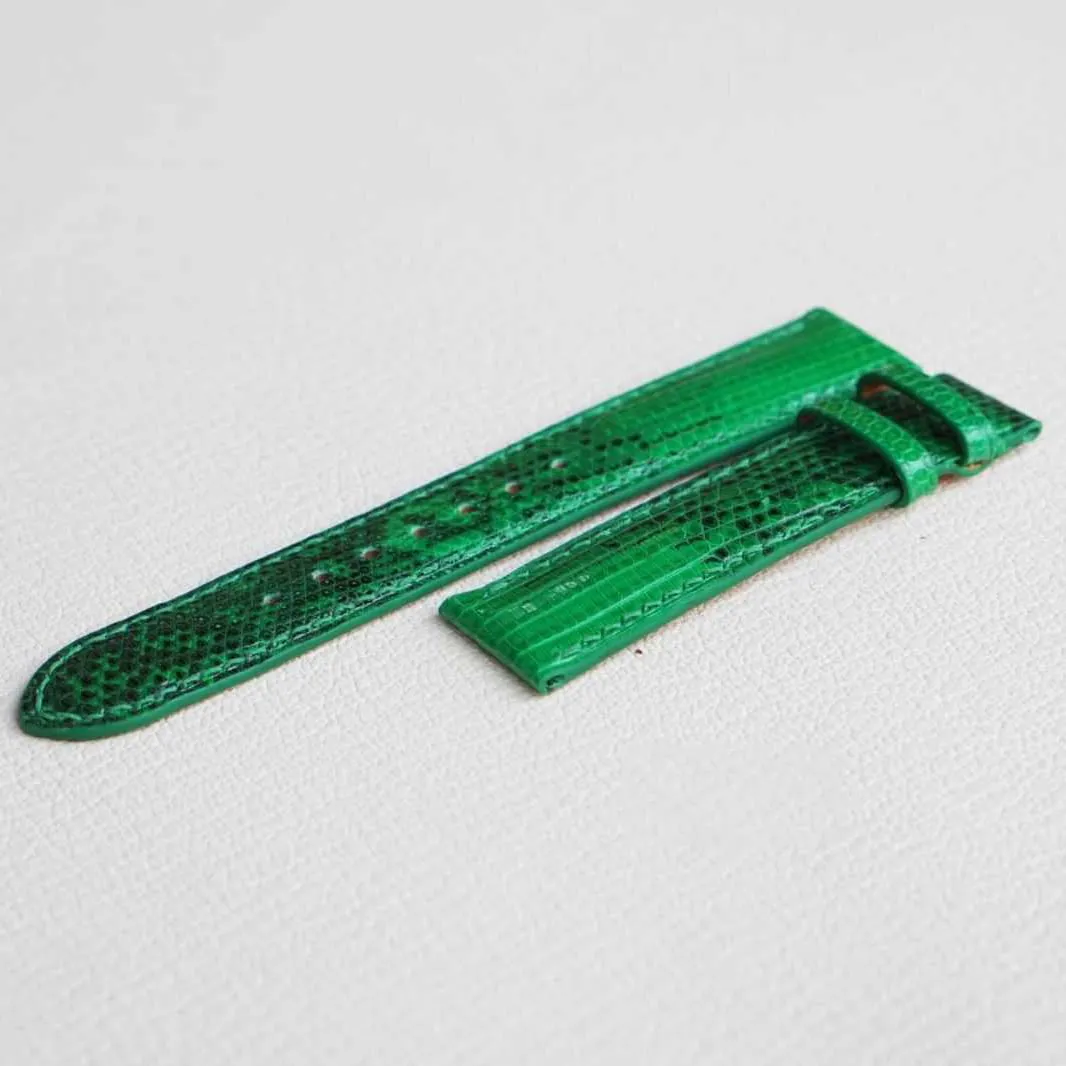Genuine Lizard leather watch band, Premium Quality Lizard watch strap (16mm, Steel Folding Clasp)