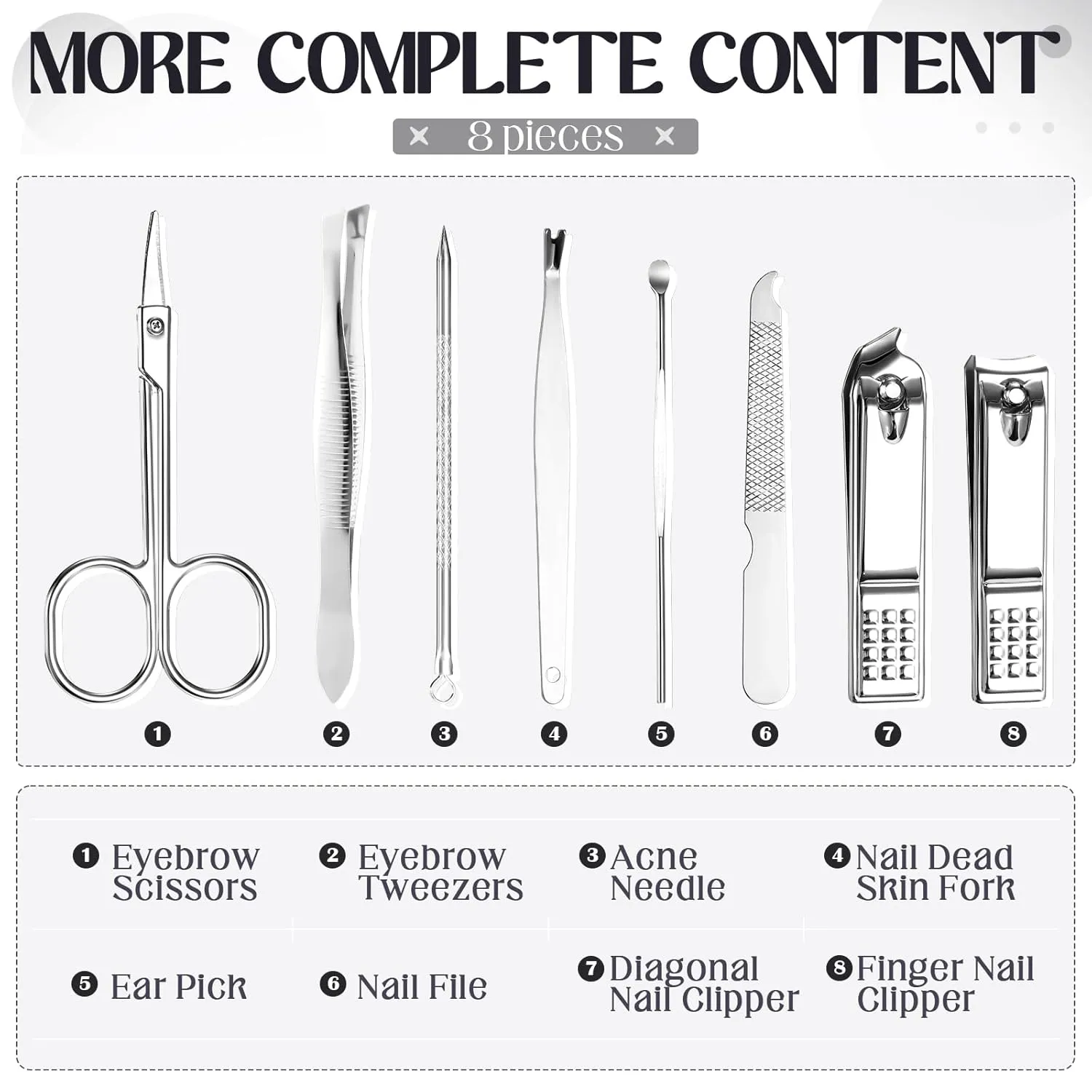 Geosar 12 Set 8 in 1 Manicure Set Stainless Steel Nail Clippers Kit Pedicure Care Tools with Leather Case Travel Grooming Kit Gift for Women Men(Glitter Dark Red)