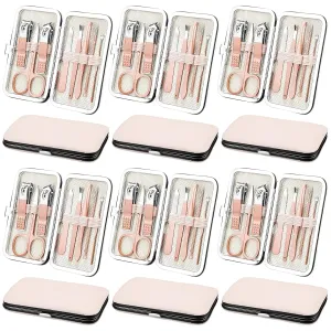 Geosar 12 Sets Manicure Set Nail Clippers Pedicure Kit 8 in 1 Stainless Steel Professional Grooming Kits Nail Care Tools with Travel Case for Men Women(Rose Gold)