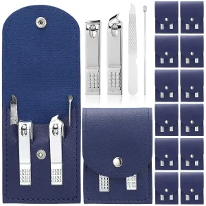 Geosar 12 Sets Manicure Set Nail Clippers Pedicure Kit Stainless Steel Professional Pedicure Set Grooming Kits Nail Care Tools with Luxurious Travel Case for Nail Care(Dark Blue)